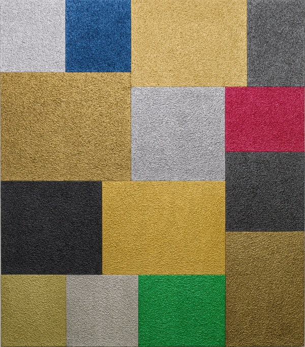 Peter Halley The Summoning, 2017 Acrylic, metallic acrylic, pearlescent acrylic, Roll-a-Tex on canvas 245,1 x 215 x 10,1 cm