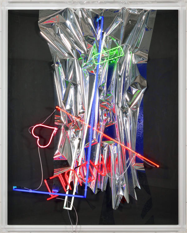 Anselm Reyle Untitled, 2013 Mixed media on canvas, neon, cable, acrylic glass 252 x 121 x 30 cm