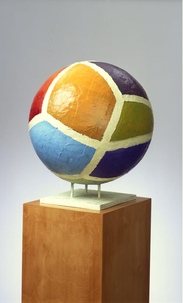 Anton Henning Globale Malerei No.12, 2007 Oil on bronze (stained wood) Ø 50 cm, pedestal: 140 x 25 x 30 cm