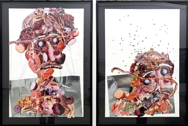 Tony Matelli, Meat head. Collage. (Diptych), 2008