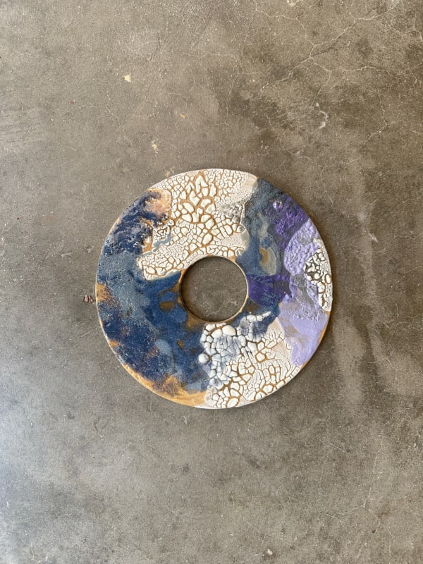 Blue Purple Jade Bi stoneware and glazes 8 in diameter (RL010)