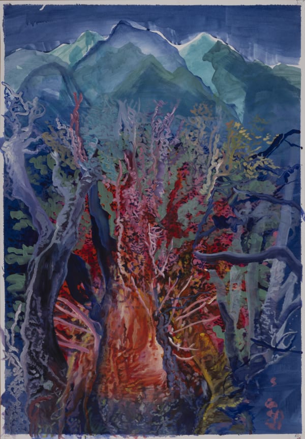Melanie Gugelmann (1970) Stepping Inside Acryl-oil on paper 39.37 x 27.55 in. 2024
