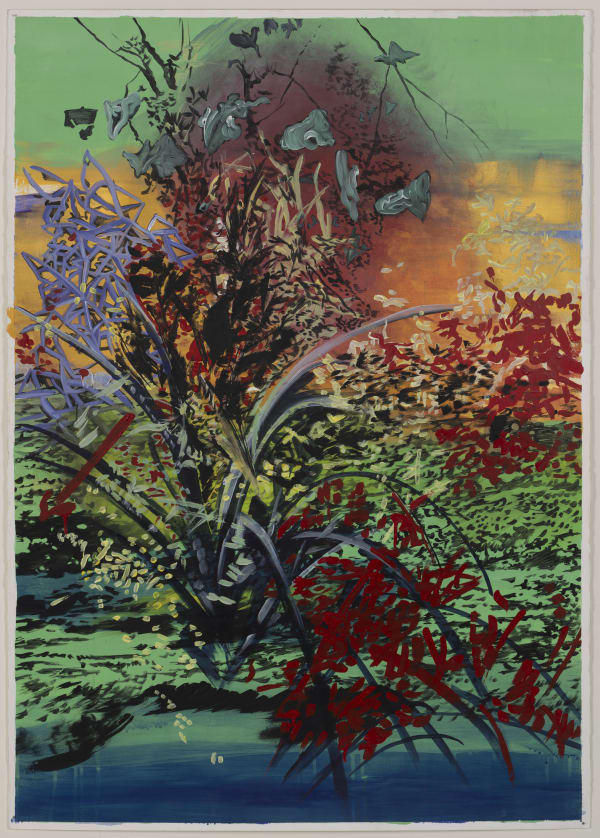 Melanie Gugelmann (1970) Brennen Acryl-oil on paper 39.37 x 27.75 in. 2016 - 2024