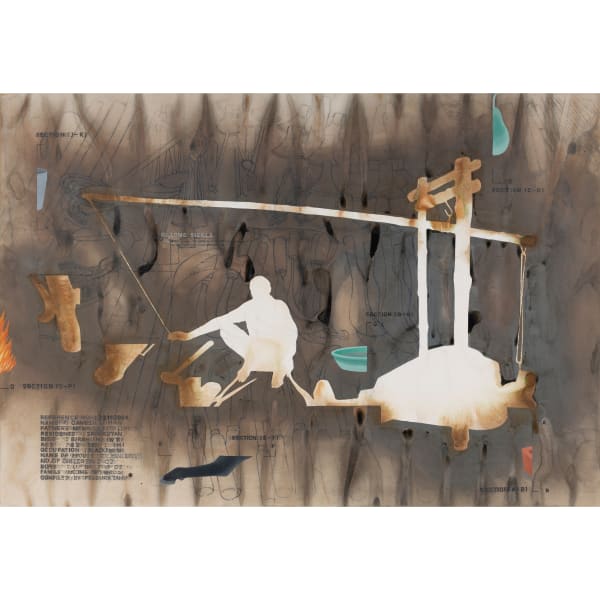 Prasanta Sahu (b.1968) An Inquiry into the Smoke Acrylic on acid-free paper 40 3/4 x 59 in. 2024