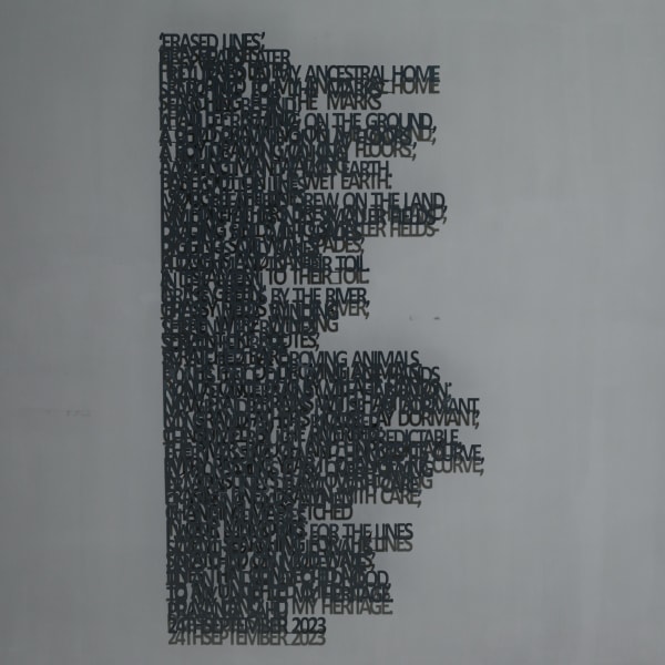 Prasanta Sahu (b.1968) Erased Lines Laser-cut Mild Steel and enamel paint 79 1/2 x 41 7/8 x 4 in. 2025