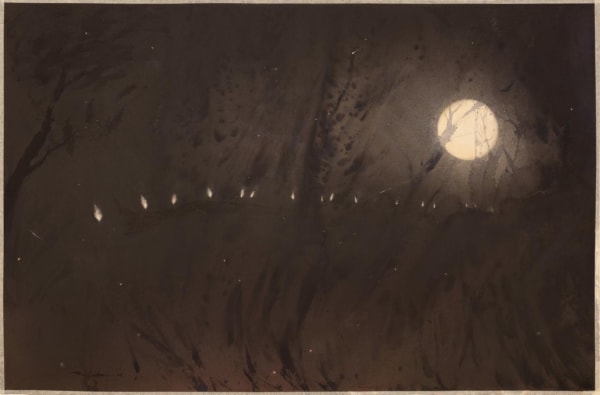 Bholanath Rudra (b.1984) The Red Flower Watercolour on paper 36.06 x 55.23 in. (91.6 x 140.3 cm.) 2024, Kolkata