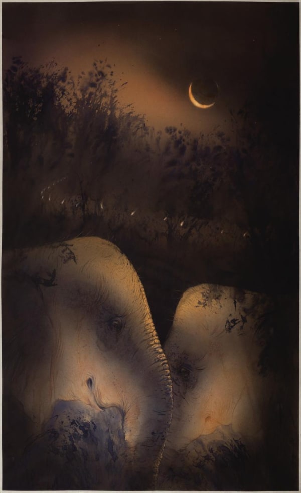 Bholanath Rudra (b.1984) Rustle I Watercolour on paper 88.9 x 55.31 in. (226 x 140.5 cm.) 2024, Kolkata