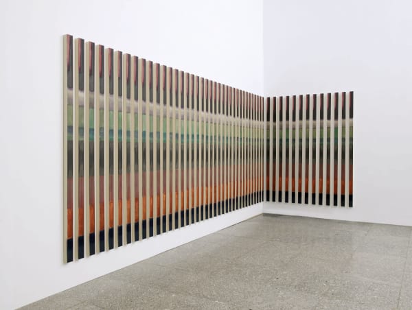 Alfredo Álvares Plágaro REF 1077, IDENTICAL PAINTINGS 2011 Mixed media on canvas on wood. Catalogue of Artium Museoa, Spain (Museum of Contemporary Art, Basque Country). Sequence of 30 units. 78.5 x 2 x 2.75 in per unit (220 x 7 x 5 cm) 30 units: $47,000; 20 units: $35,000; 15 units: $28,000; 10 units: $19,000
