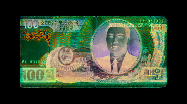 David LaChapelle, Negative Currency: One Hundred North Korean Won used as Negative , 2025