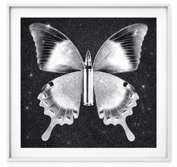 Rubem Robierb, Butterfly n 1 - Silver on Black, 2022