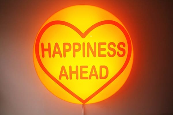 Zoe Grace, Happiness Ahead, Perspex Light Sculpture, 80cm x 80cm
