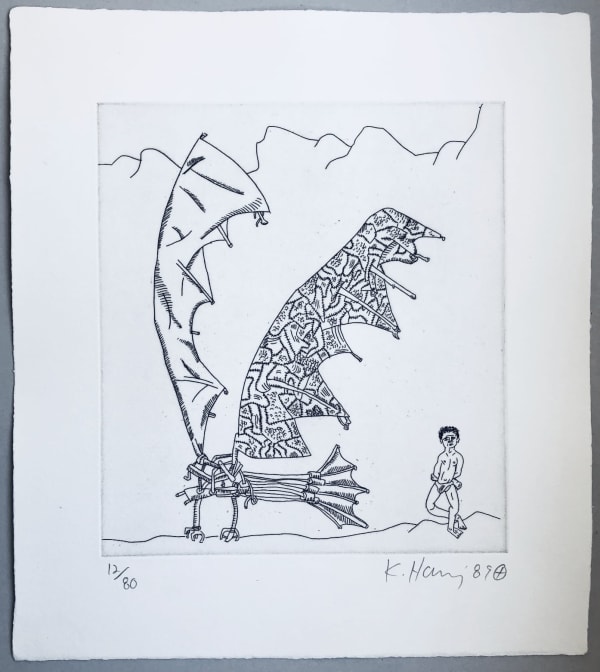 Flying Machine, 1989 Original etching in black and white, 1989, on wove paper, signed by the artist in pencil, and...