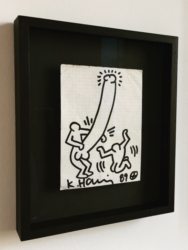 Untitled (Drawing on Paper, Penis), 1989 Unique ink drawing on gridded paper, framed.