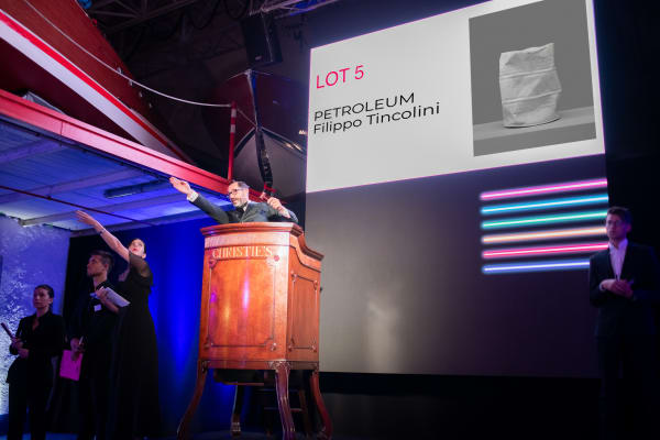 Petroleum artwork on stage at act for peace