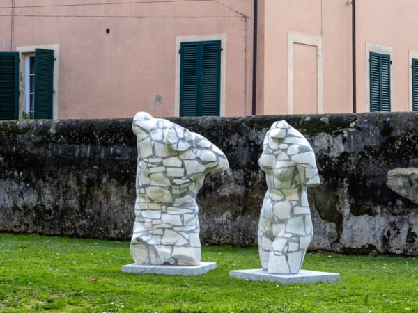 The sculptures of the project "Rebirth from the Waste" set up in the Barsanti Garden.