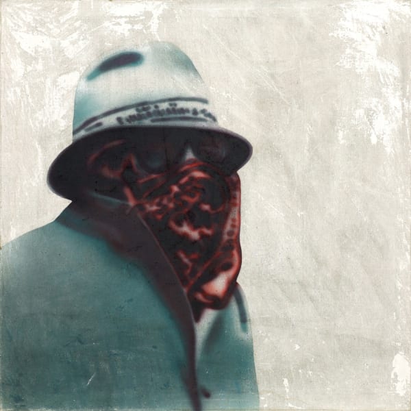 "Vermummter" (Aus der Serie: Stillleben), 1974 rückseitig bezeichnet: "Depressionen" sowie signiert und datiert: "Rolett 74" Acryl auf Leinwand (Luftpinsel) 92...