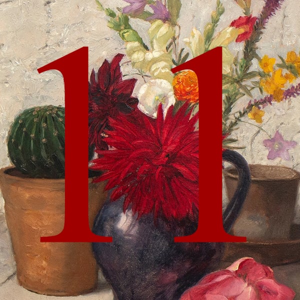 Franz Windhager, Stillleben mit Blumen und Kaktuspflanze