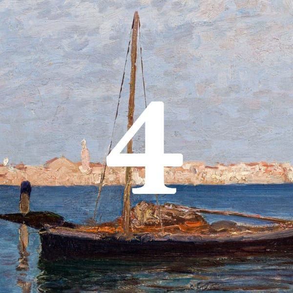 Alfred Zoff, Ankernde Segelschiffe vor Chioggia, um 1905