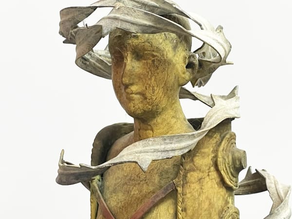 Bronze with vintage barbed wire.