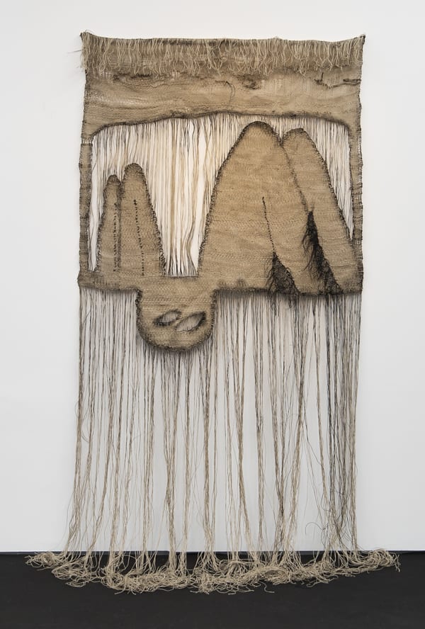 THE RECLINE II | الإستلقاء ٢ 2023 JUTE AND ACRYLIC PAINTING | رسم الجوت والأكريليك 220 x 125 cm