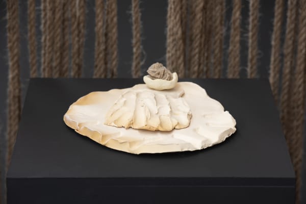 STANDING AT THE RUIN III 2023 CLAY AND DESERT ROSE 20 X 19 X 5 CM