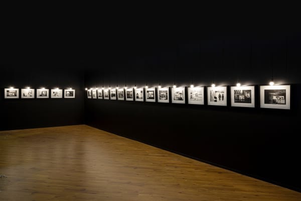 IF I FORGET YOU, DON'T FORGET ME INSTALLATION | اذا نسيتك فلا تنساني 2012 INSTALLATION OF PHOTOGRAPHS WITH A LIGHT - 20 SILVER GELATIN PRINTS WITH A 5WATT INCADECENT BULB WITH BLACK WIRE AND 11 VIDEO INTERVIEWS. EDITIONS 3 + AP | تركيب صور بضوء - 20 مطبوعة جيلاتين فضي مع لمبة 5 وات ، سلك أسود و 11 و فيديو