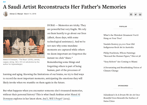 A Saudi Artist Reconstructs Her Father’s Memories , Hyperallergic - Adnan Z. Manjal