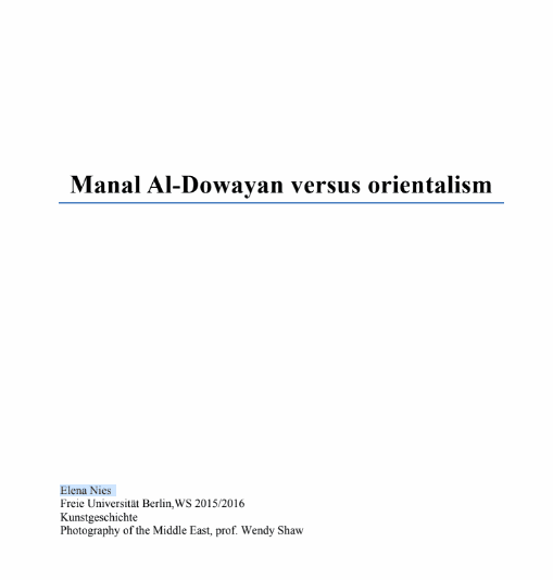 Manal Al-Dowayan versus orientalism, Elena Nies - Freie Universitat Berlin