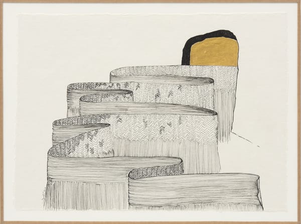 THE END IS BUT A BEGINNING I 2023 DRAWING IN JAPANESE PAPER AND JAPANESE GOLD INK 31 X 43 CM