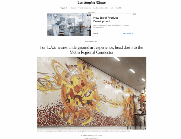 LA TIMES - For L.A.’s newest underground art experience, head down to the Metro Regional Connector