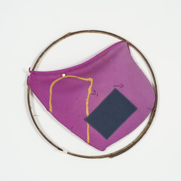 Johyun Gallery Seoul Claude Viallat 2021Ce013 2021 63 X 63 Cm Acrylic On Fabric And Barrel Circle