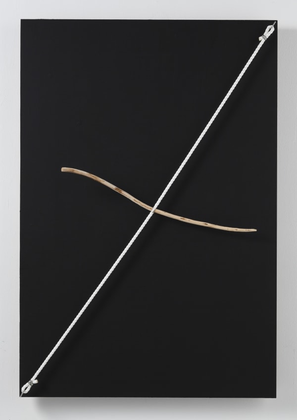 Kishio Suga Connected Discrepancies of Space (Flowing Twig), 2010 Wood, Metal, Rope, Acrylic 122 × 83 x 5 cm $40,000 USD