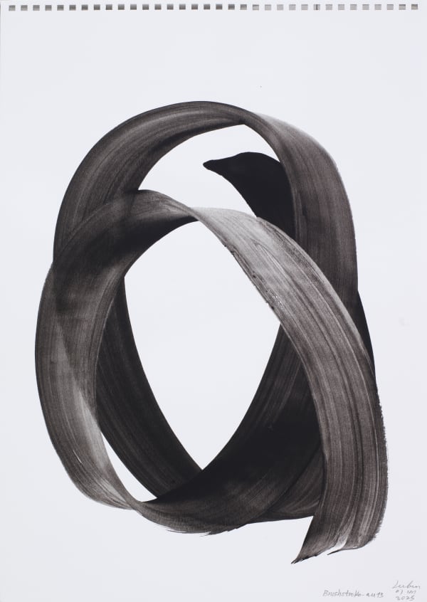 Lee Bae Brushstroke-au13, 2025 Black Water Colours on Paper 42 x 29.5 cm