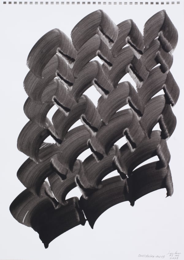 Lee Bae Brushstroke-au15, 2025 Black Water Colours on Paper 42 x 29.5 cm