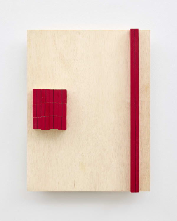 Kishio Suga Accumulated grid, 2023 Wood, acrylic, ink 60 x 45.7 x 9.3 cm $20,000 USD