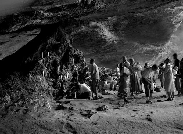 Santu Mofokeng, Prayer Service at the Altar on the Easter Weekend at Motouleng Cave, Clarens, 2006. Courtesy: Maker Studio, Johannesburg.