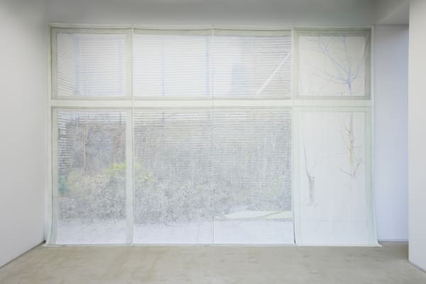 닮아가는 벽 Walls to become resembled, color pencil on oxford fabric, 360x495cm, 2022