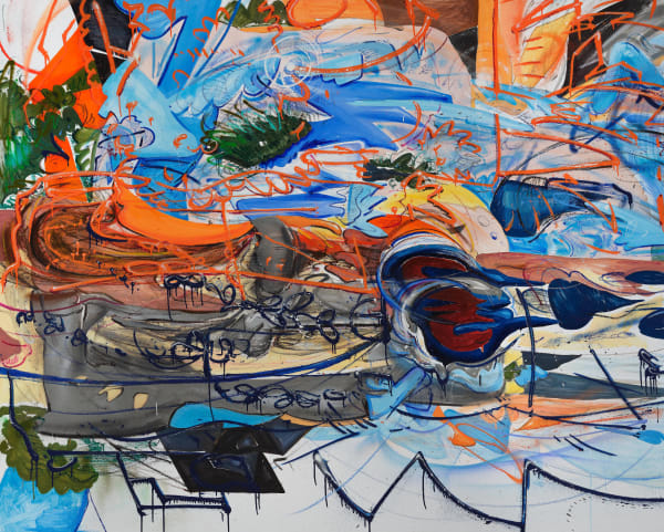 DnD8, spray paint and oil on canvas, 181.8x227.3cm, 2023