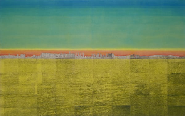 Yellow Line, graphite and acrylic on canvas, 180x290cm, 2021