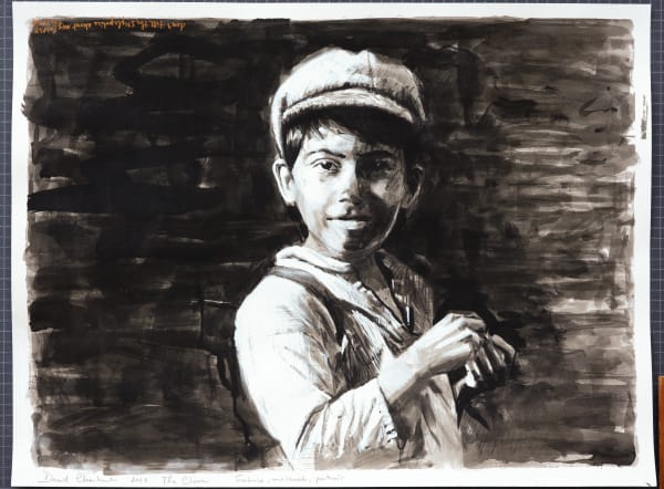 다비드 클라어바우트 David Claerbout The Close preparatory drawing (Fabrics, materials, portrait), 2022 China ink, acrylic on aquarelle paper 46 x 61 cm (18 1/8 x 24 in) (unframed) 62,5 x 77,5 x 4 cm (24 5/8 x 30 1/2 x 1 5/8 in) (framed) (DC 088)