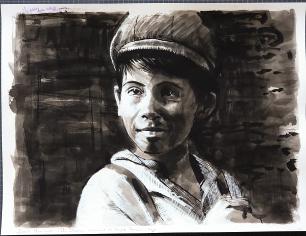 다비드 클라어바우트 David Claerbout The Close preparatory drawing (Movement to Profile Portrait), 2022 China ink, acrylic on aquarelle paper 46 x 61 cm (18 1/8 x 24 in) (unframed) 62,5 x 77,5 x 4 cm (24 5/8 x 30 1/2 x 1 5/8 in) (framed) (DC 089)