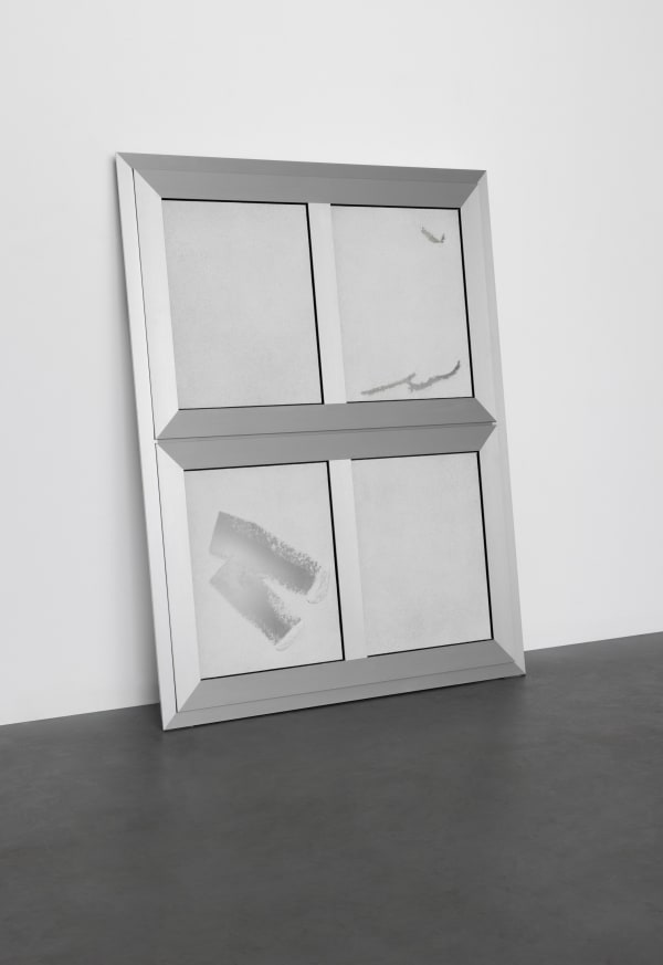 Ryan Gander View into the artist’s studio window, obscured by frost (26th January 2022), 2022 Glass, plywood, steel, acrylic, paint, window fixtures 148,3 x 120 x 10 cm (58 1/4 x 47 1/4 x 4 in) (RG 430)