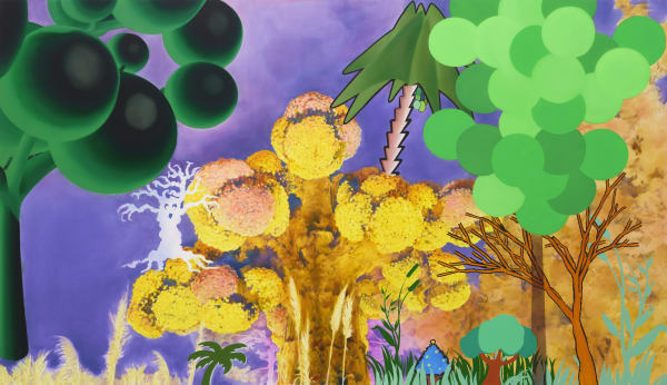 나무 모양 나무 Tree-shaped trees, oil on canvas, 112.1×193.9cm, 2024