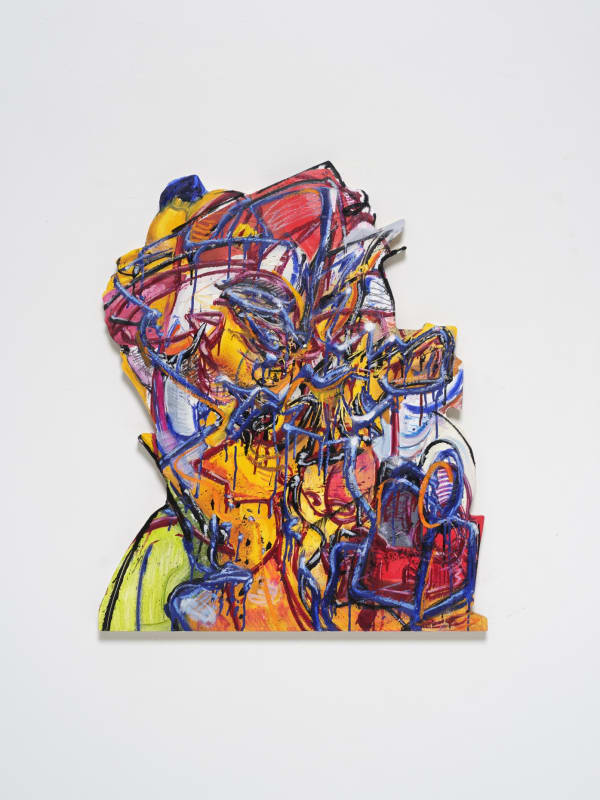 콰지모둠 Quasimodoom, spray paint and oil on wood, 88x72.7cm, 2024