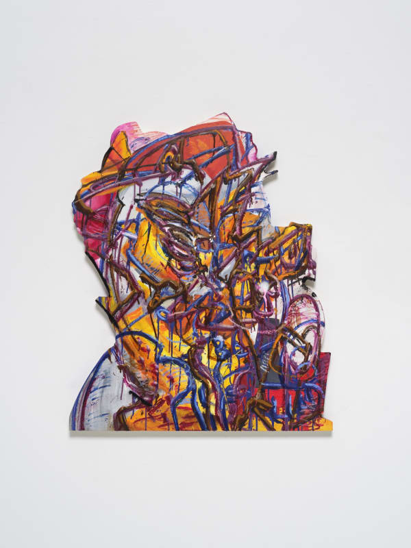 콰지모둠 Quasimodoom, spray paint and oil on wood, 88x72.7cm, 2024