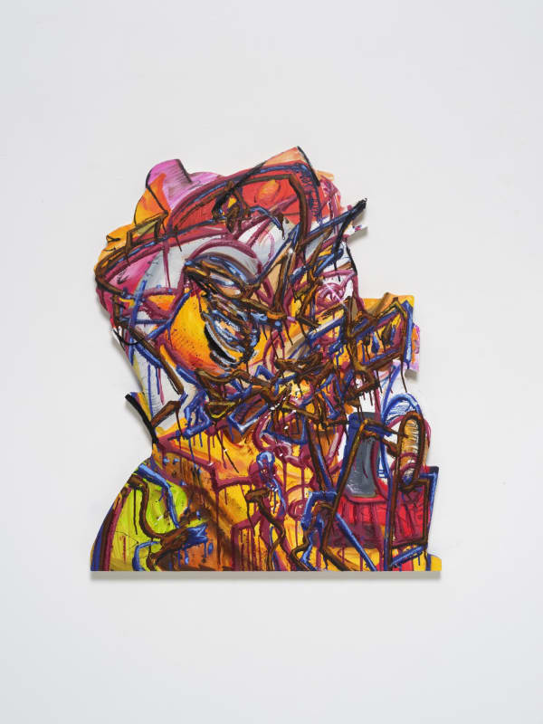 콰지모둠 Quasimodoom, spray paint and oil on wood, 88x72.7cm, 2024