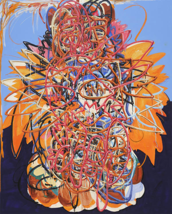 숫 원앙 Won-ang Male, spray paint and oil on canvas, 227.3x181.8 cm, 2024