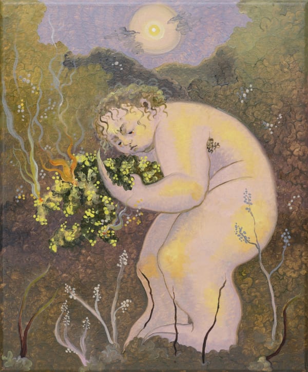 Georg Wilson, Fire Gaze, oil on linen, 30 x 25.5 cm, 2024