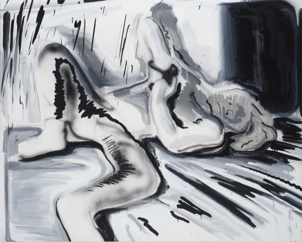 Laying with Switch 2, oil and acrylic on canvas, 181.8x227.3cm, 2020