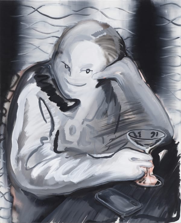 As usual at bar, oil and acrylic on canvas, 90.9x72.7cm, 2020